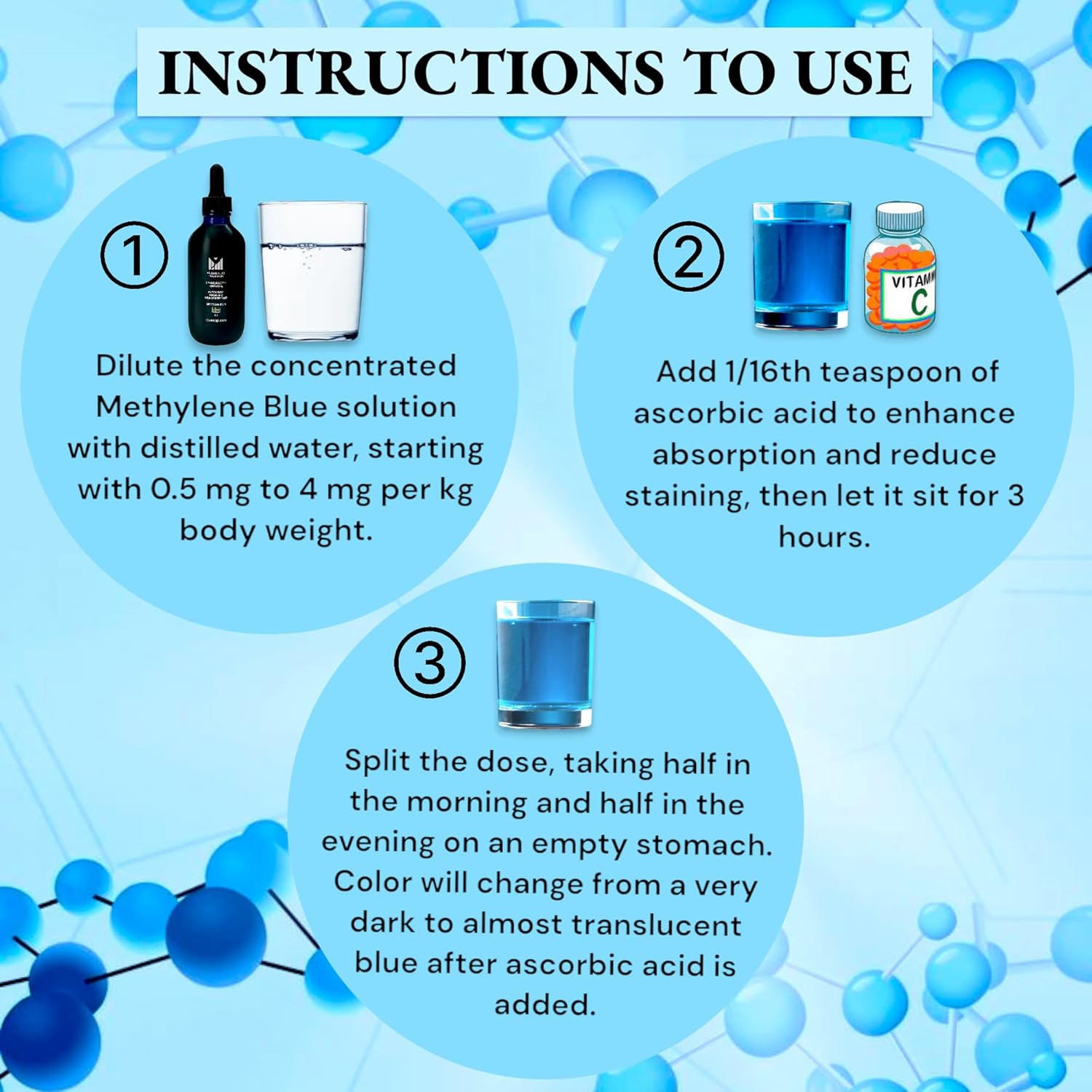 Valboren Labs Methylene Blue Bundle: Pharmaceutical Grade 1% USP - Includes 2 oz & 4 oz Bottles, Third-Party Tested, Made in USA - Brain Health Supplement, Free of Formaldehyde & Alcohol