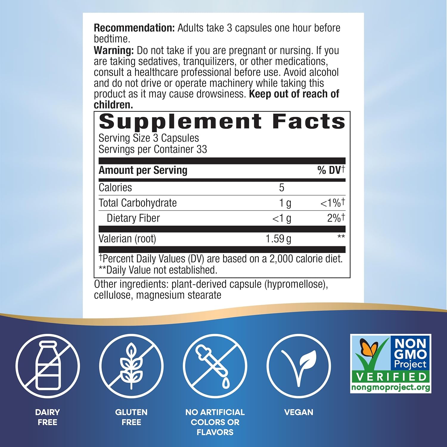 Valerian Root Capsules for Traditional Sleep Support - Gluten Free & Vegan - 100 Count