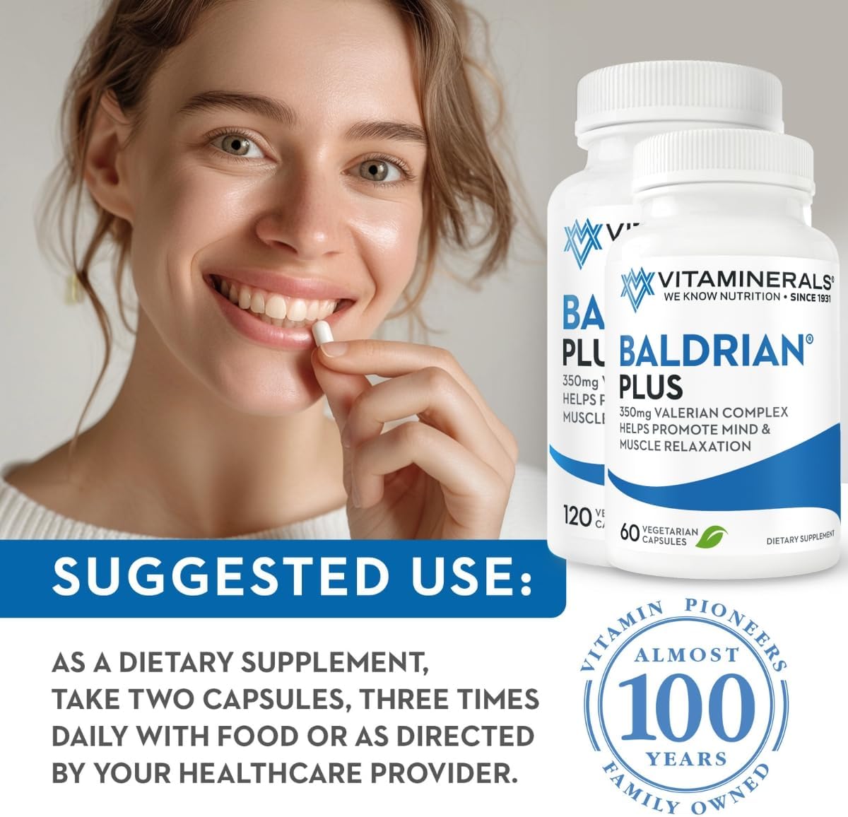 Valerian Root Extract Supplement for Natural Relaxation Support - 60 Capsules