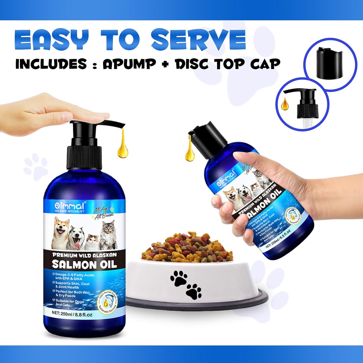 Valleylux Wild Alaskan Salmon Oil for Dogs & Cats, 250ml - Omega 3 Fish Oil for Skin, Coat, Joints, Heart & Immune Health, All Ages & Breeds