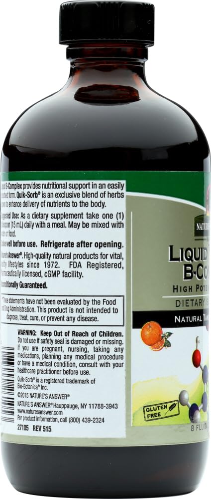Value Pack of 5 Nature's Answer Liquid Vitamin B-Complex, 8 Ounces - Natural Energy Boost & Immune Support