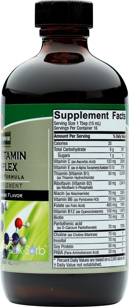 Value Pack of 5 Nature's Answer Liquid Vitamin B-Complex, 8 Ounces - Natural Energy Boost & Immune Support