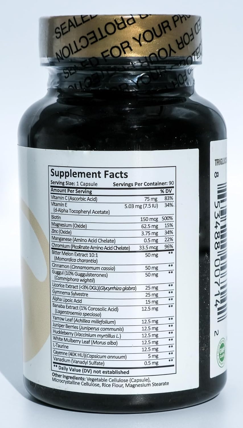 Vanadium, Chromium, Gymnema Sylvestre, Alpha Lipoic Acid, Cinnamon Supplement - 90 Vegetarian Capsules