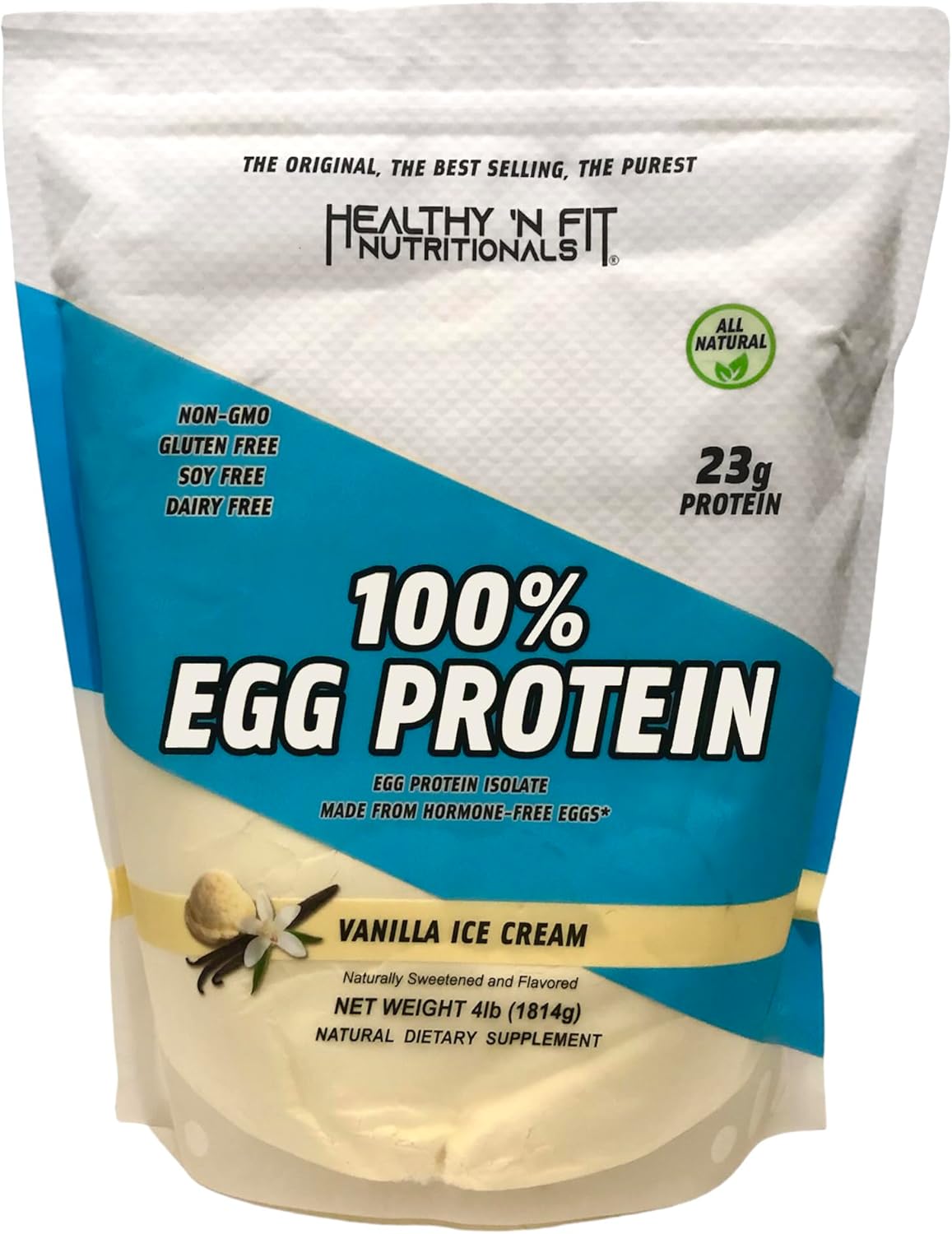 Vanilla 100% Egg White Protein Powder - 4lb, Natural Peptides, Keto and Paleo Friendly, Naturally Sweetened