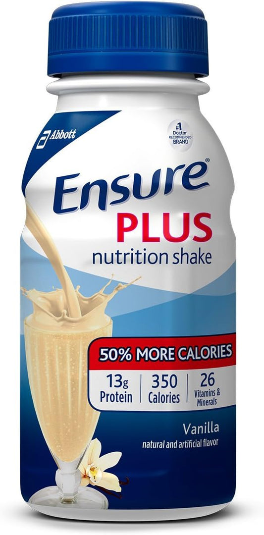 Vanilla Abbott Ensure Plus Nutrition Shake - 16g Protein, Meal Replacement, 8 fl oz x 6 Count