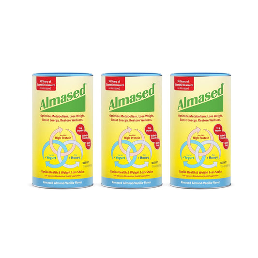 Vanilla Almased Meal Replacement Shake - Low-Glycemic Plant-Based Protein Powder - Weight Management Support - 17.6 oz - 3 Pack
