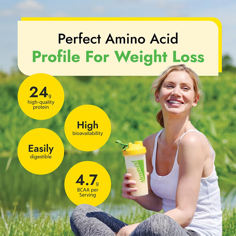 Vanilla Almased Protein Powder Shake for Weight Loss, Complete Nutrition Supplement with High Protein - 3 Cans (17.6 oz each) + Scoop + Shaker Bottle