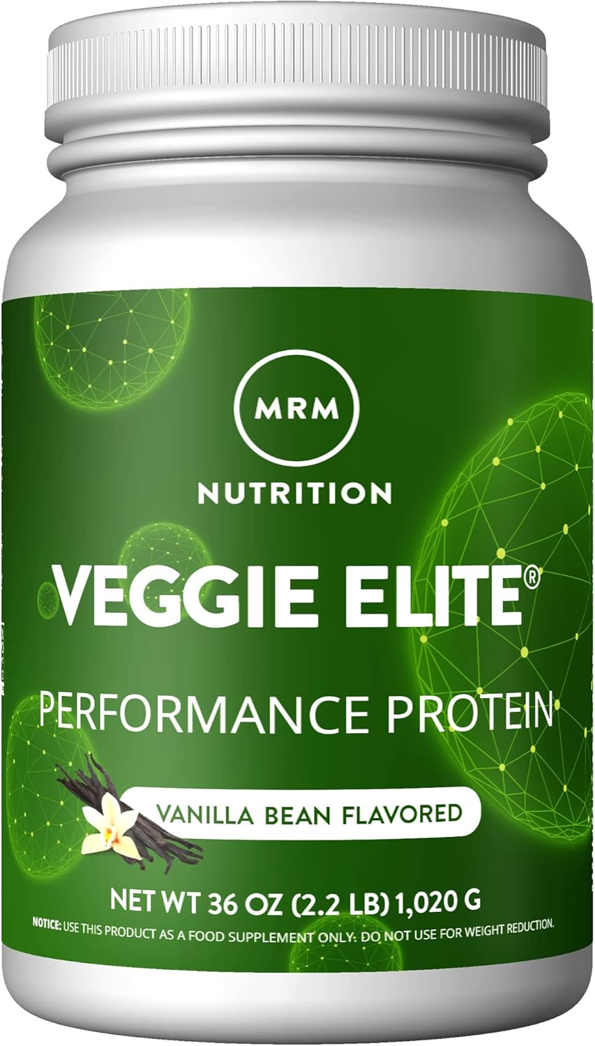 Vanilla Bean Flavored MRM Nutrition Veggie Elite Performance Protein - Plant-Based, Vegan, Gluten-Free, Easy to Digest, with BCAAs and Digestive Enzymes (30 Servings)