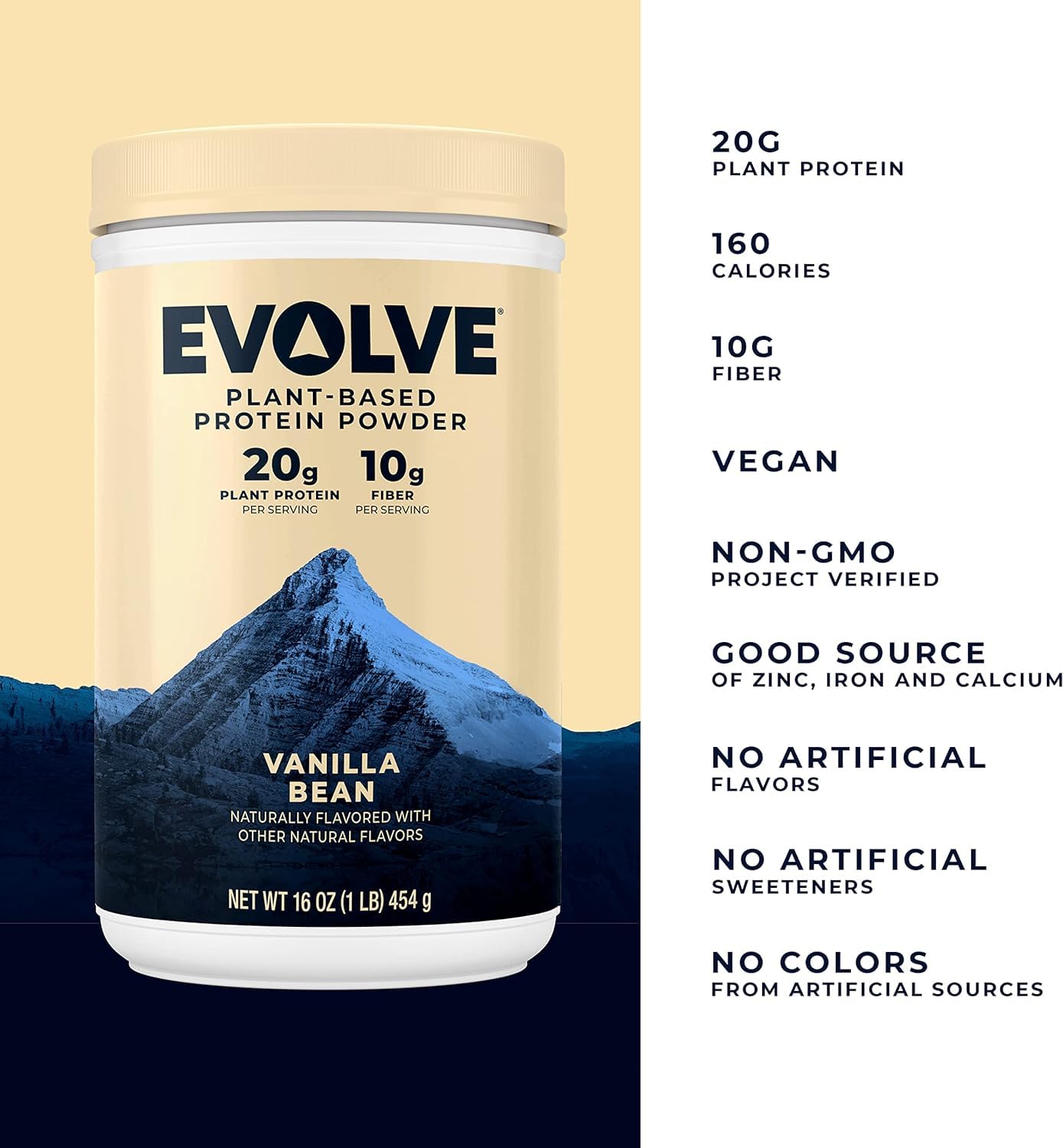 Vanilla Bean Plant Based Protein Powder - 20g Vegan Protein, Dairy Free, Non-GMO, 10g Fiber - 2 Pound Exclusive Pack