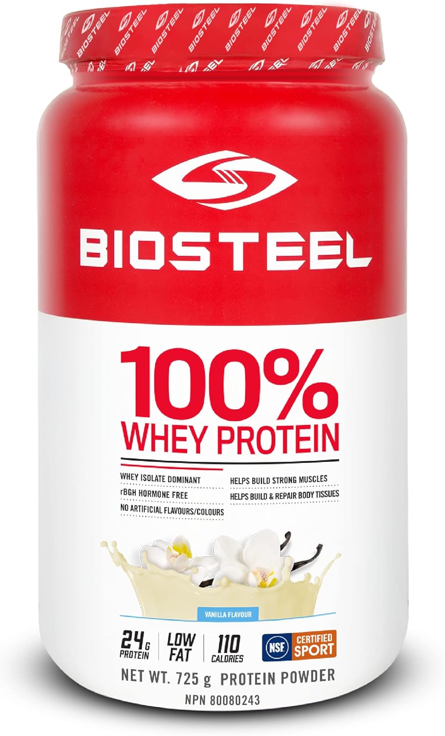 Vanilla BioSteel Sports 100% Whey Protein Powder Supplement - Non-GMO & rBGH Hormone Free - 25 Servings, 25.5oz - NSF Certified for Sport