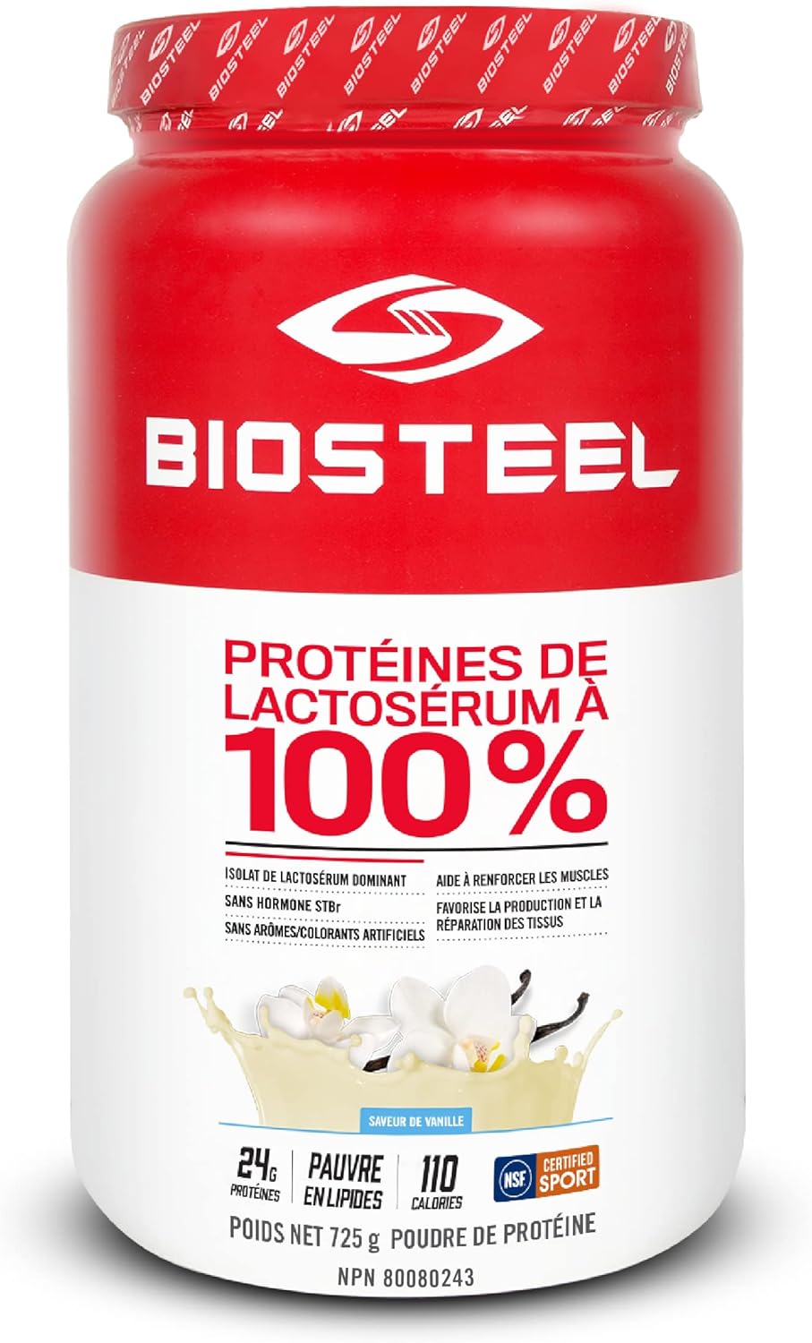 Vanilla BioSteel Sports 100% Whey Protein Powder Supplement - Non-GMO & rBGH Hormone Free - 25 Servings, 25.5oz - NSF Certified for Sport