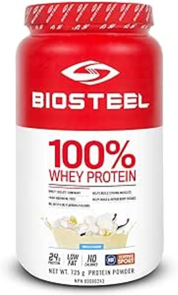 Vanilla BioSteel Sports 100% Whey Protein Powder Supplement - Non-GMO & rBGH Hormone Free - 25 Servings, 25.5oz - NSF Certified for Sport