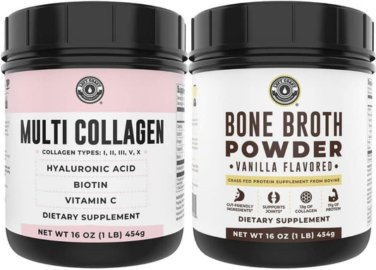 Vanilla Bone Broth & Multi Collagen Powder for Joint, Hair, Skin, Nails Support by Left Coast Performance
