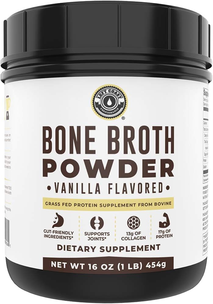 Vanilla Bone Broth & Multi Collagen Powder for Joint, Hair, Skin, Nails Support by Left Coast Performance