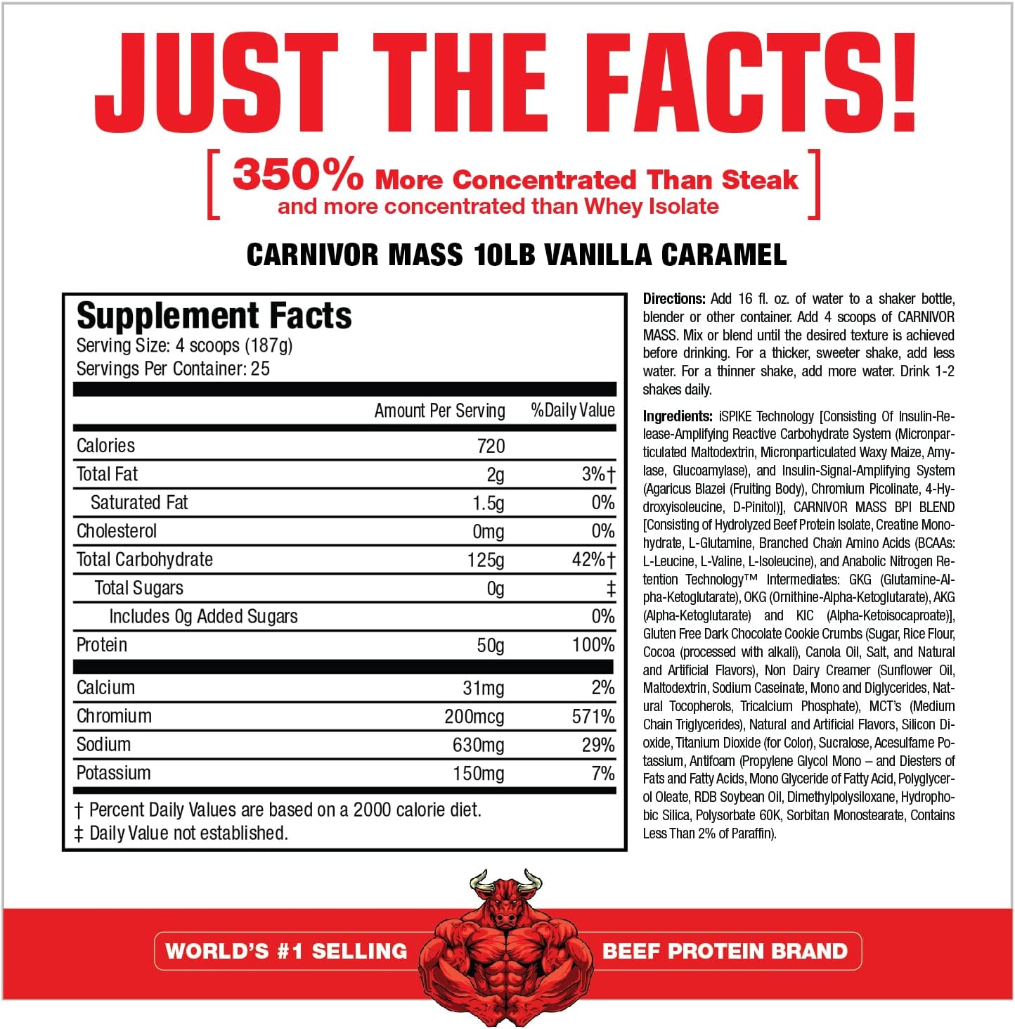 Vanilla Caramel MuscleMeds Carnivor Mass Beef Protein Gainer - 10 Pounds