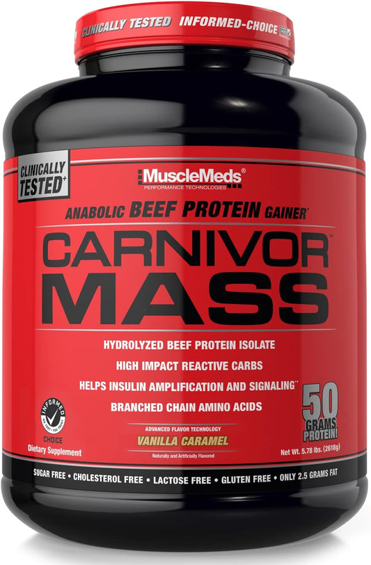 Vanilla Caramel MuscleMeds Carnivor Mass Diet Supplement - 5.78 Pound