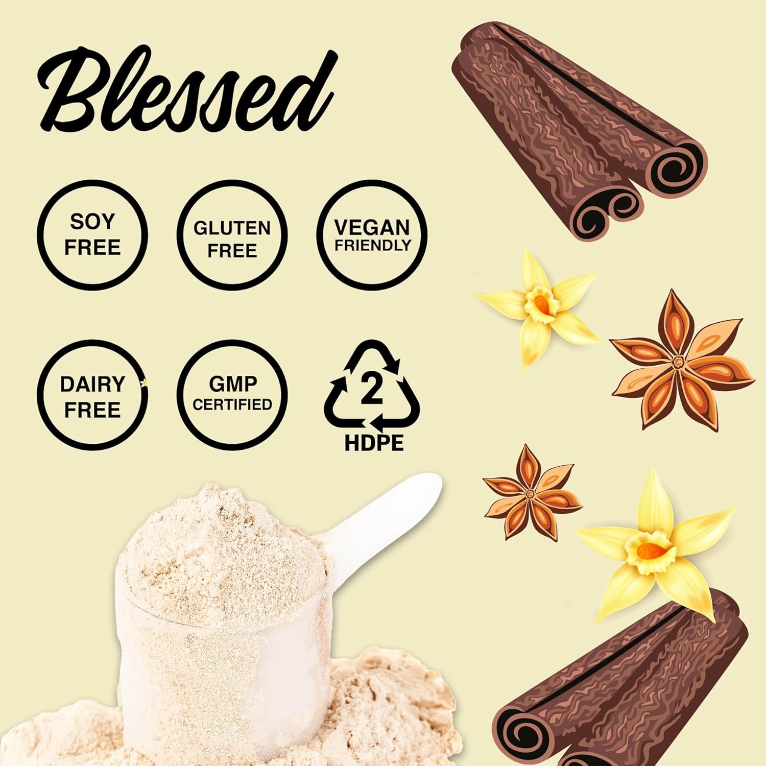 Vanilla Chai Vegan Protein Powder - Dairy, Gluten, and Soy Free Plant Based Meal Replacement Shake with 23g of Pea Protein - 30 Servings
