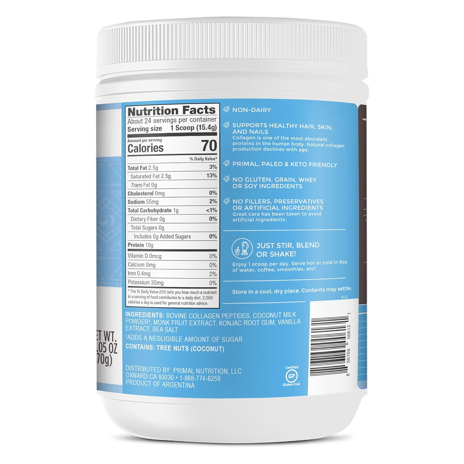 Vanilla Coconut Collagen Fuel Drink Mix - 13.1 Ounces, Sugar & Dairy-Free