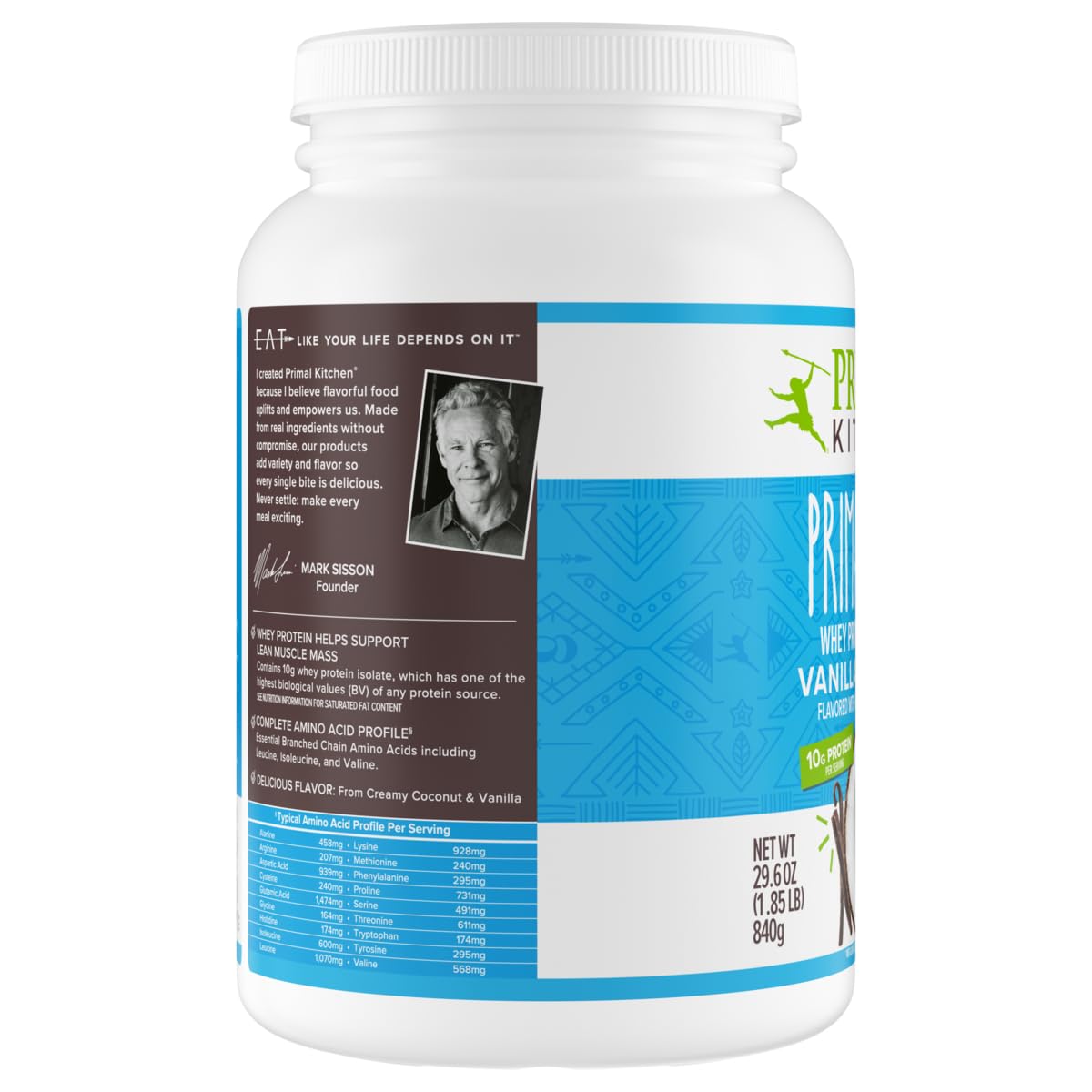 Vanilla Coconut Whey Protein Drink Mix by Primal Kitchen - Gluten and Soy Free - 1.85 Pounds