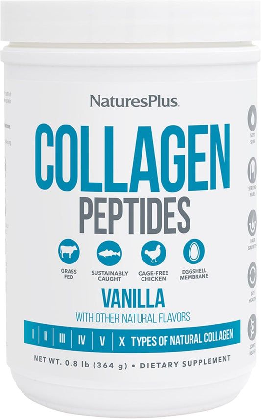 Vanilla Collagen Peptides Powder for Hair, Skin, Nails, Joints - Immune Support - Non-GMO, Gluten Free - 14 Servings