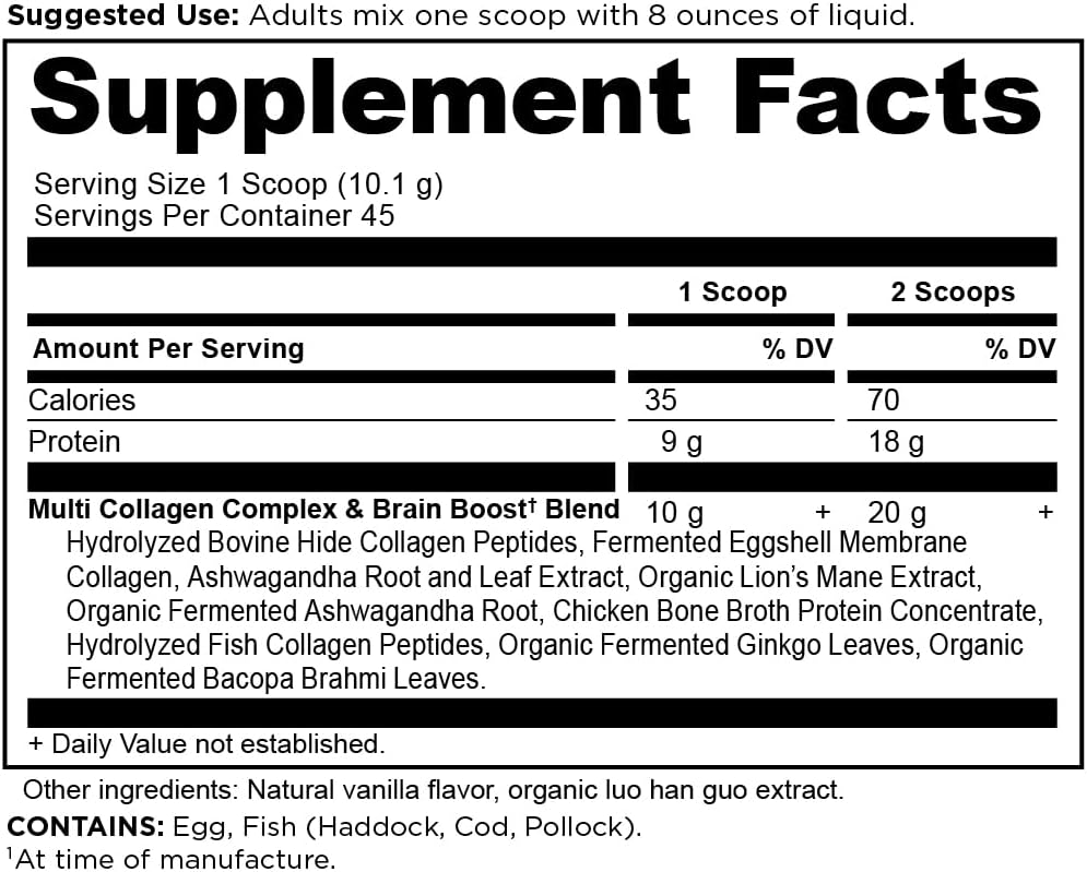 Vanilla Collagen Powder for Stress Relief and Joint Support - 45 Servings
