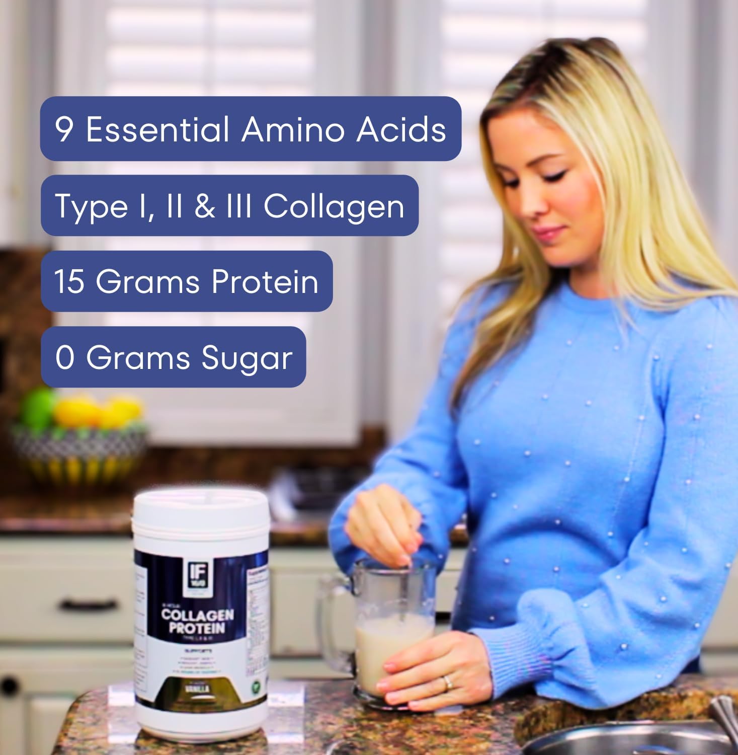 Vanilla Collagen Protein Powder with 15g Vegan Protein, MCT Oil, and Digestive Enzymes - 16-Hour Formula with 18 Amino Acids - 500g