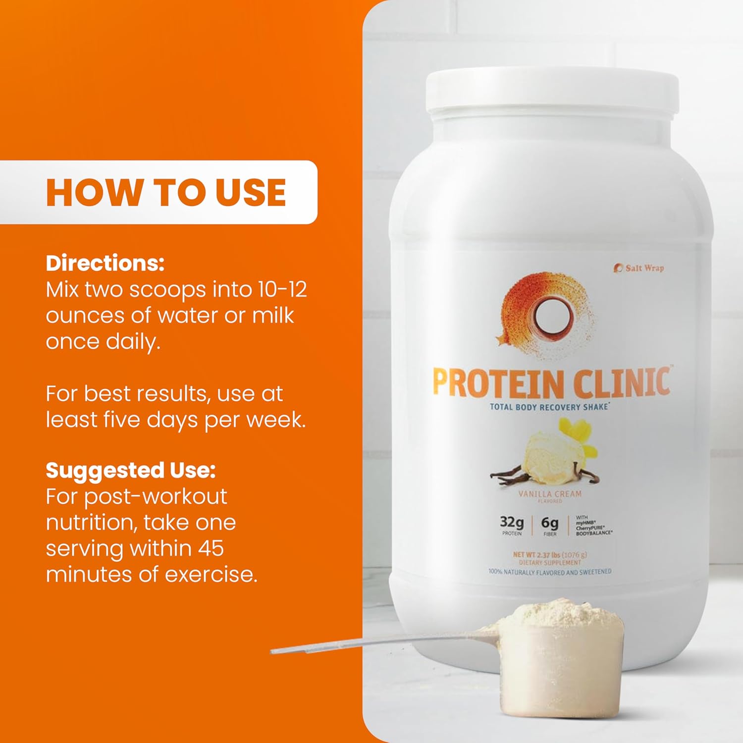 Vanilla Cream Protein Shake for Joints & Muscle Recovery with Collagen Peptides, HMB, Tart Cherry Extract, Pea Protein Isolate, and Prebiotic Fiber