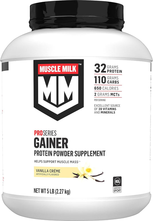 Vanilla Creme Muscle Milk Gainer Protein Powder - 32g Protein - 5 Pound Canister