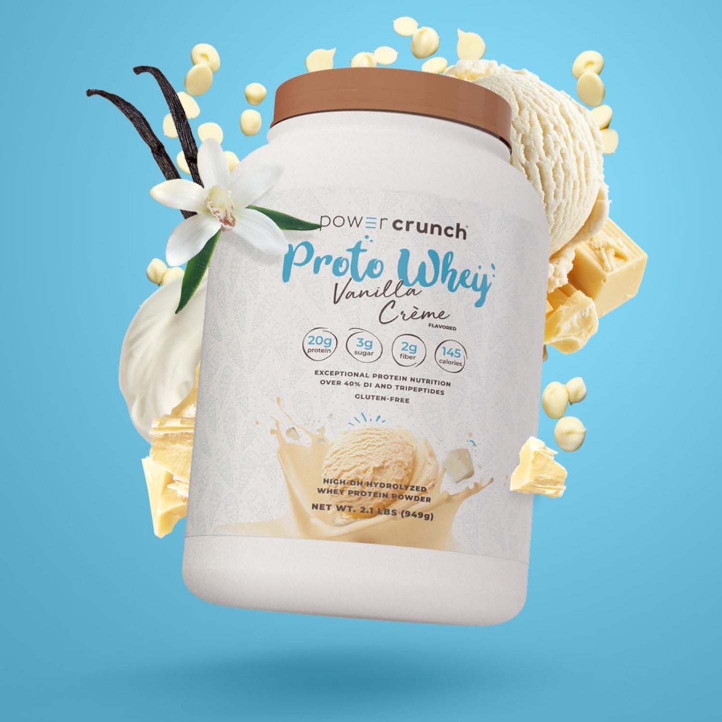 Vanilla Crème Power Crunch Proto Whey Protein Powder - 20g Protein, 26 Servings - 2.1 LBS Container