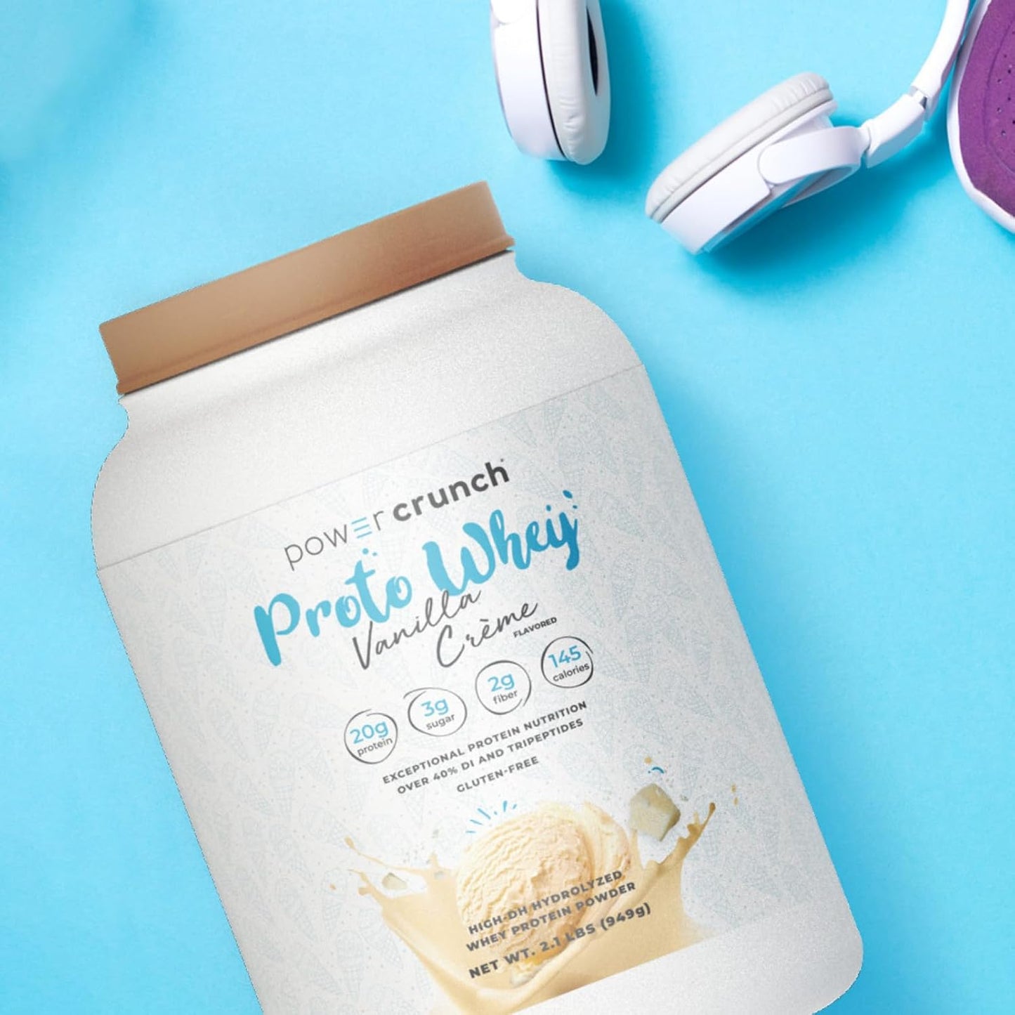 Vanilla Crème Power Crunch Proto Whey Protein Powder - 20g Protein, 26 Servings - 2.1 LBS Container