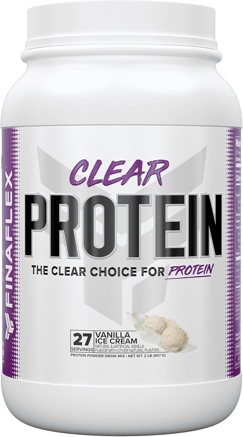 Vanilla FINAFLEX CLEAR PROTEIN 2 lb: Enhances Muscle Performance, Growth with Delicious Milkshake Flavor - Low Carb, Low Fat, Gluten-Free - 27 Servings
