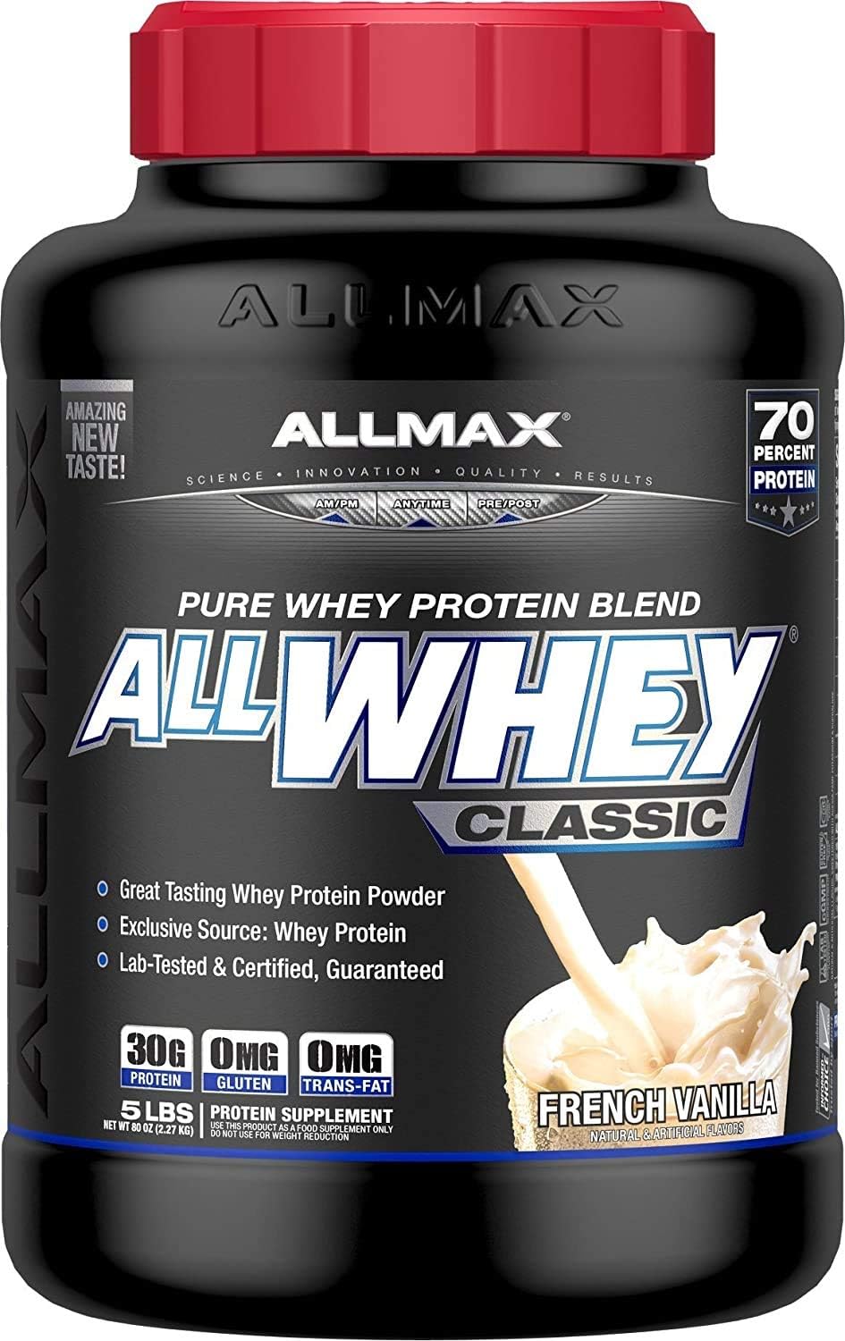 Vanilla Flavored AllWhey Classic Whey Protein Powder by ALLMAX Nutrition - 5 lbs
