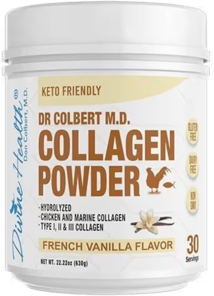 Vanilla Flavored Hydrolyzed Collagen Powder with Type I, II, III Chicken & Marine Peptides - Recommended for Hair, Skin, and Nails in Keto Zone Diet Book
