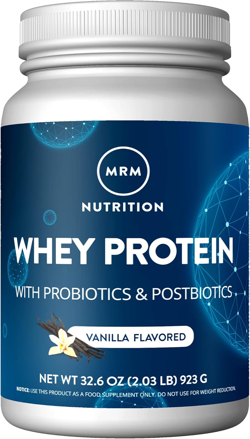 Vanilla Flavored MRM Nutrition Whey Protein with Probiotics, Digestive Enzymes, and BCAAs for High Absorption and Digestion - 33 Servings
