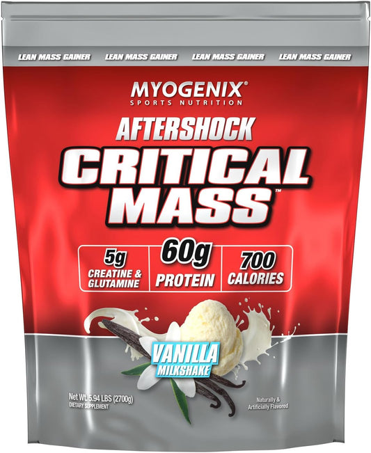 Vanilla Flavored Myogenix Critical Mass Protein Powder for Muscle Mass Weight Gain - 6.01 lbs