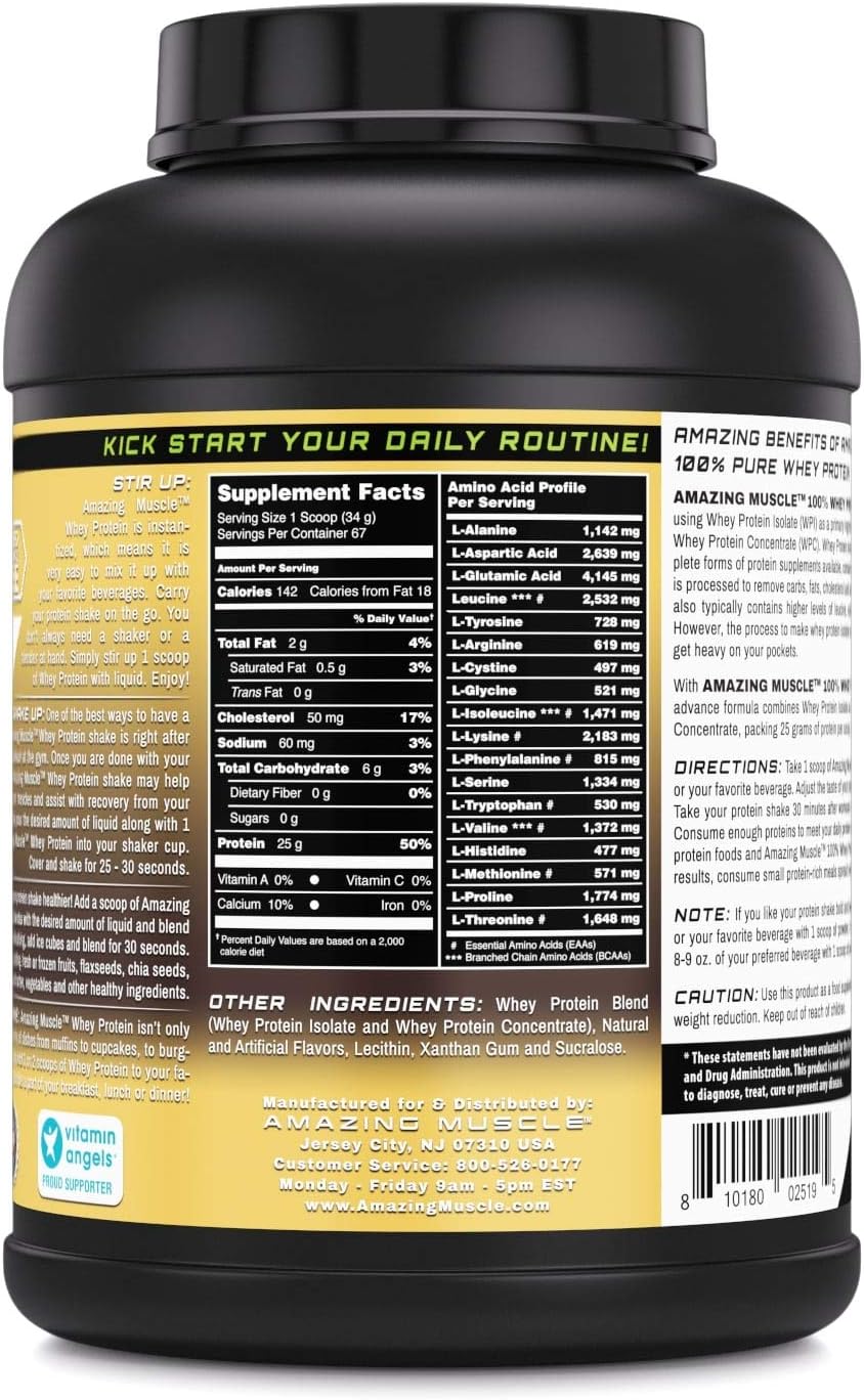 Vanilla Flavored Whey Protein Powder | 25g Protein per Serving | 70 Servings | Non-GMO & Gluten-Free | Made in USA