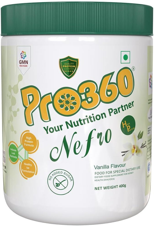Vanilla Flavoured High Protein Nutritional Supplement Powder for Kidney Health - Enriched with L-Taurine and L-Carnitine - Sugar-Free Formula