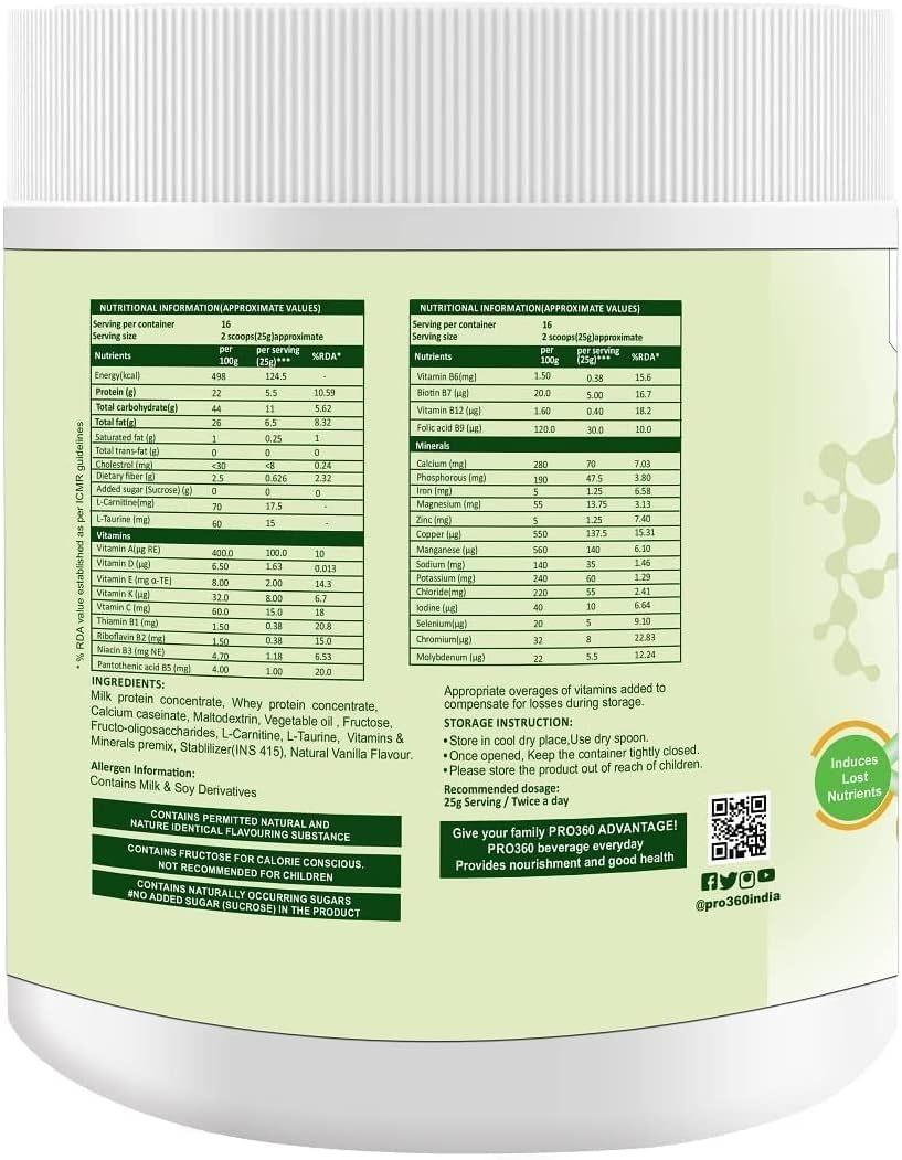 Vanilla Flavoured RUP Pro360 Nephro HP Dialysis Care Protein Drink - 400 Gm, No Sugar, Dietary Supplement for Kidney Health