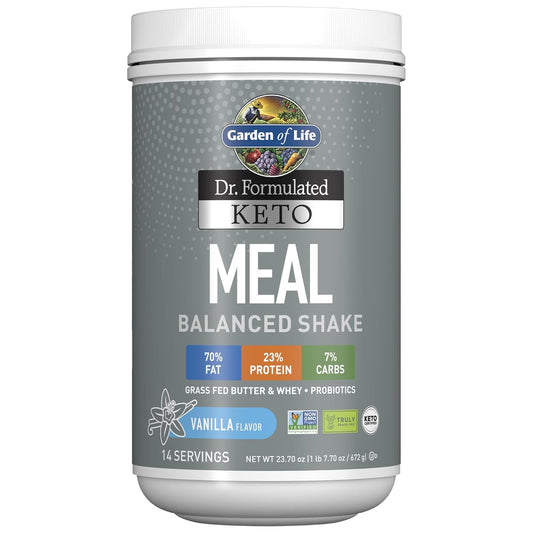 Vanilla Garden of Life Dr. Formulated Ketogenic Meal Shake Powder with Grass-Fed Butter, Whey Protein, Probiotics - Non-GMO, Gluten-Free, Paleo (23.7 Oz)