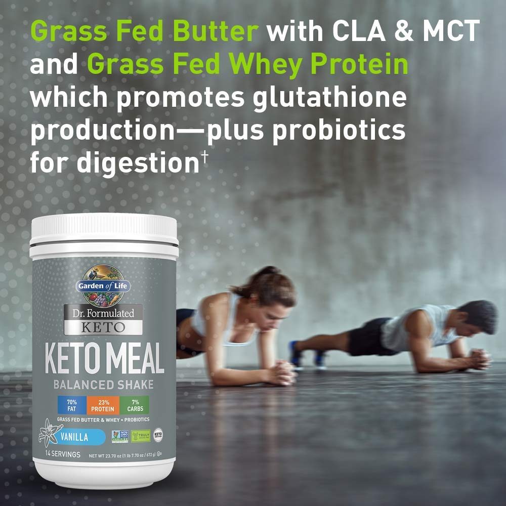 Vanilla Garden of Life Dr. Formulated Ketogenic Meal Shake Powder with Grass-Fed Butter, Whey Protein, Probiotics - Non-GMO, Gluten-Free, Paleo (23.7 Oz)