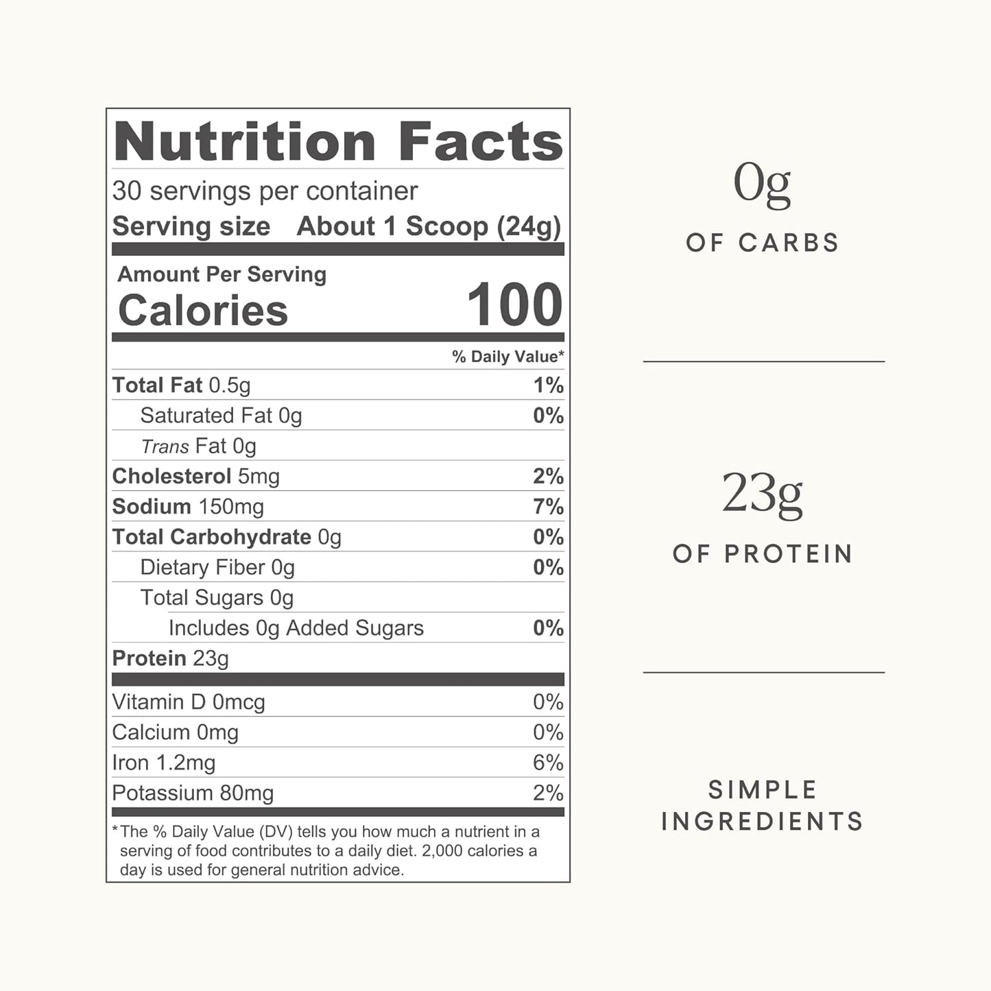 Vanilla Grass-Fed Beef Protein Powder by Kelly LeVeque: 23g Protein, 0 Carbs, 9 Amino Acids, 3 Ingredients - 30 Servings, 1.87lb