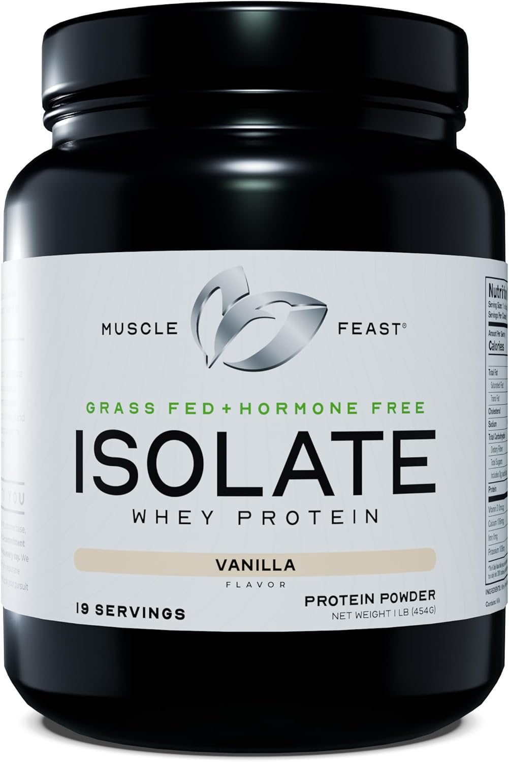 Vanilla Grass-Fed Whey Protein Isolate - Hormone Free, Pasture Raised (1lb) by Muscle Feast