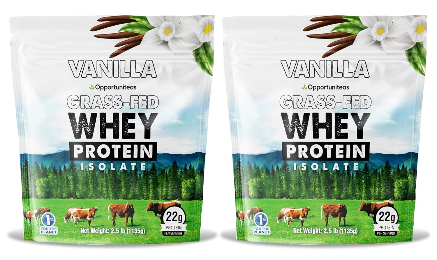 Vanilla Grass Fed Whey Protein Isolate Powder - 22g Protein, No Artificial Sweeteners, Hormone-Free Cows, Non GMO - 5lb