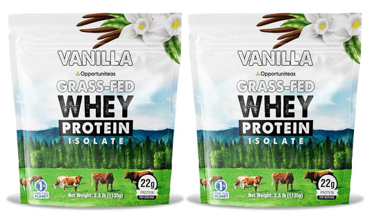 Vanilla Grass Fed Whey Protein Isolate Powder - 22g Protein, No Artificial Sweeteners, Hormone-Free Cows, Non GMO - 5lb