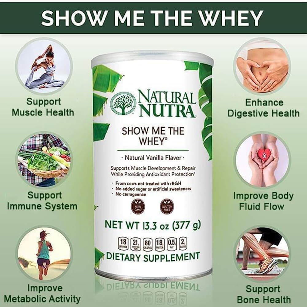 Vanilla Grass Fed Whey Protein Powder for Digestion, Bone Health, and Immunity - Gluten-Free, Sugar-Free, Non-GMO - 13.3oz