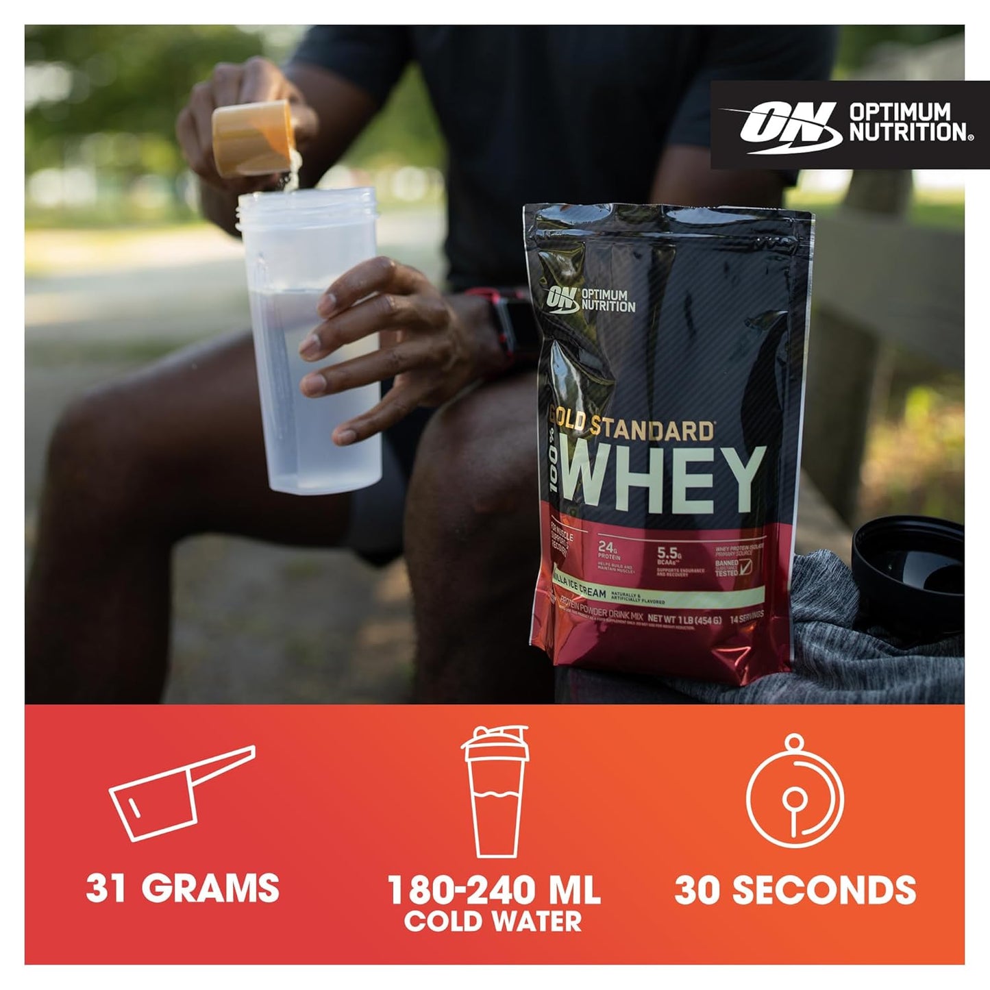 Vanilla Ice Cream Optimum Nutrition 100 Whey Gold Standard - High-Quality Protein Supplement