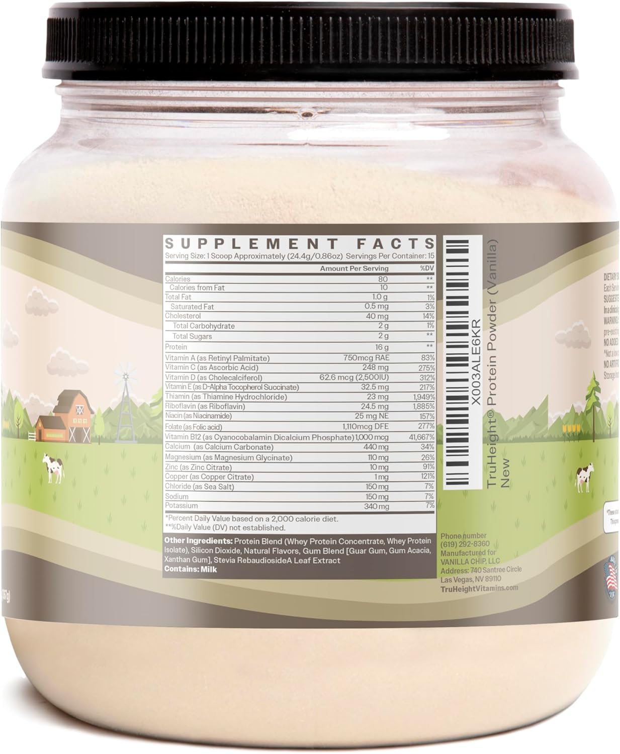 Vanilla Ice Cream TruHeight Growth Protein Shake for Kids & Teens - Pediatrician-Endorsed Natural Protein Powder with Vitamins & Minerals for Ages 5+
