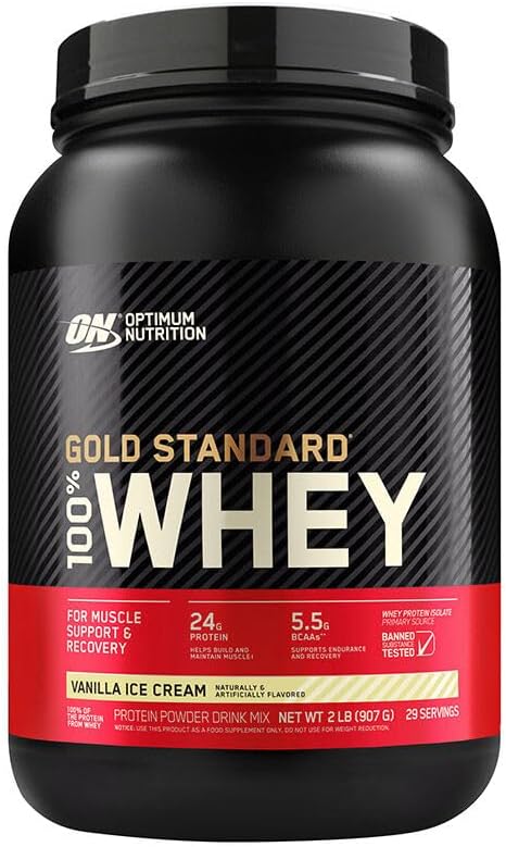 Vanilla Ice Cream Whey Protein Powder - 100% Whey Isolates, 2lb