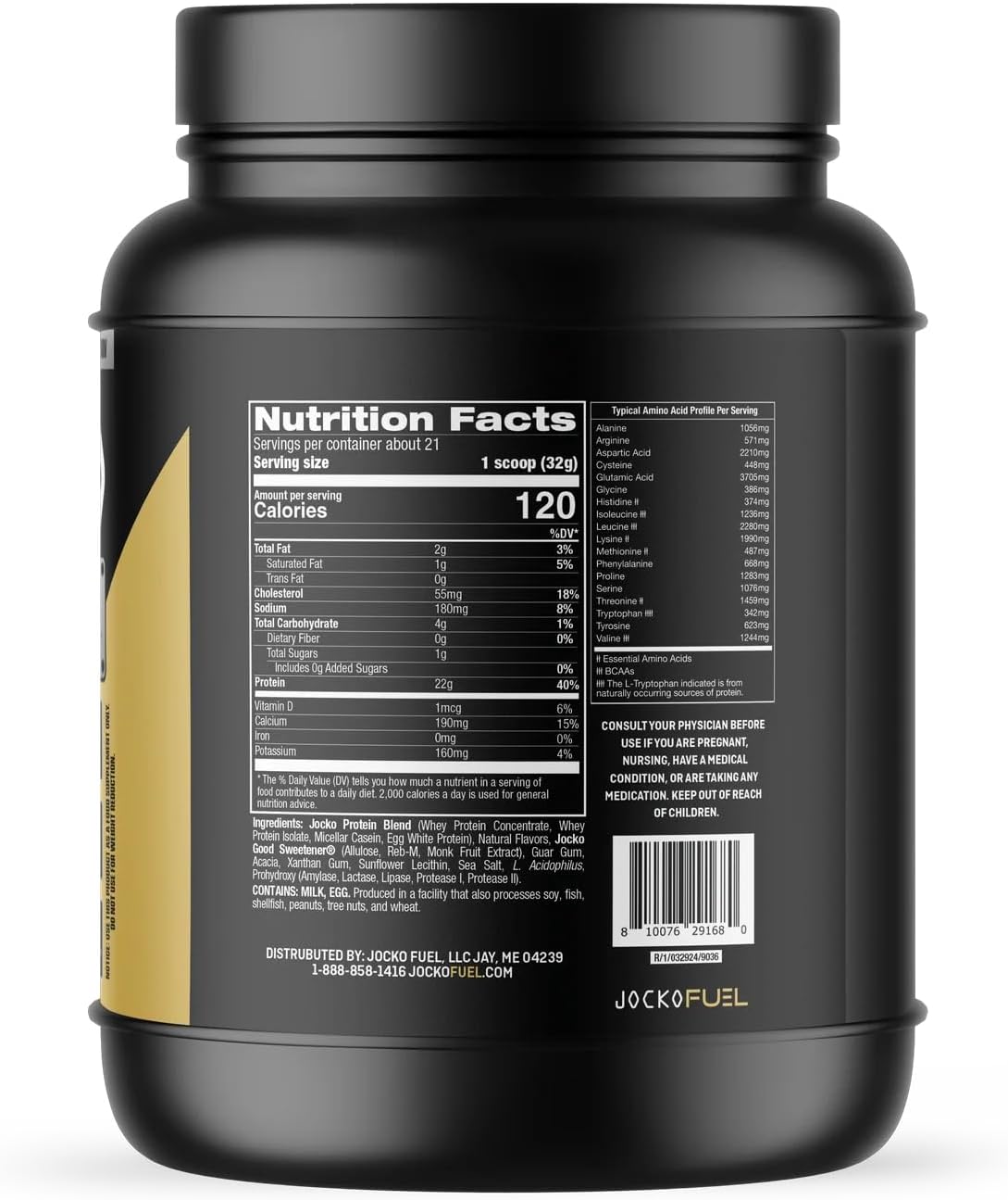 Vanilla Jocko-Mölk Protein Powder - Grass-Fed Whey, Micellar Casein, Egg Protein Blend with Digestive Enzymes and Probiotics, Sugar-Free, Soy-Free, Gluten-Free (21 Servings)
