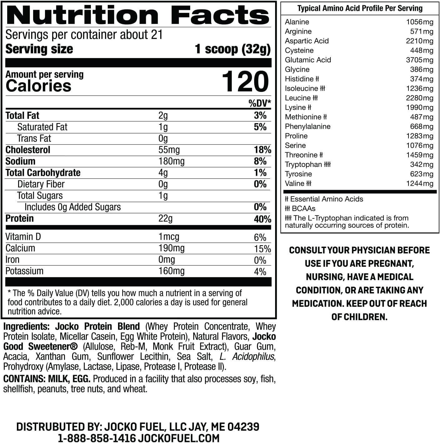 Vanilla Jocko-Mölk Protein Powder - Grass-Fed Whey, Micellar Casein, Egg Protein Blend with Digestive Enzymes and Probiotics, Sugar-Free, Soy-Free, Gluten-Free (21 Servings)